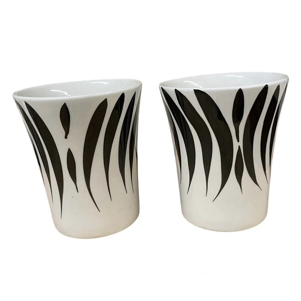 PIER 1 IMPORTS Zebra hand painted ceramic Mugs stoneware
